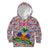 Haiti Christmas Kid Hoodie with Blue Red Yellow Xmas Santa Sleigh and Coat of Arms - Wonder Print Shop