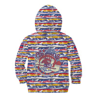 Haiti Christmas Kid Hoodie with Blue Red Yellow Xmas Santa Sleigh and Coat of Arms - Wonder Print Shop