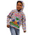 Haiti Christmas Kid Hoodie with Blue Red Yellow Xmas Santa Sleigh and Coat of Arms - Wonder Print Shop