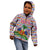 Haiti Christmas Kid Hoodie with Blue Red Yellow Xmas Santa Sleigh and Coat of Arms - Wonder Print Shop