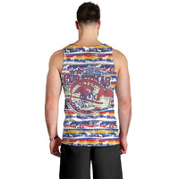 Haiti Christmas Men Tank Top with Blue Red Yellow Xmas Santa Sleigh and Coat of Arms - Wonder Print Shop