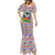 Haiti Christmas Mermaid Dress with Blue Red Yellow Xmas Santa Sleigh and Coat of Arms - Wonder Print Shop