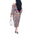 Haiti Christmas Off The Shoulder Long Sleeve Dress with Blue Red Yellow Xmas Santa Sleigh and Coat of Arms - Wonder Print Shop