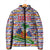 Haiti Christmas Padded Jacket with Blue Red Yellow Xmas Santa Sleigh and Coat of Arms - Wonder Print Shop