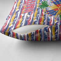 Haiti Christmas Pillow Cover with Blue Red Yellow Xmas Santa Sleigh and Coat of Arms - Wonder Print Shop