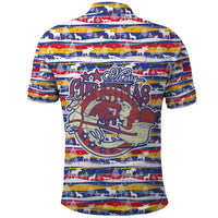 Haiti Christmas Polo Shirt with Blue Red Yellow Xmas Santa Sleigh and Coat of Arms - Wonder Print Shop