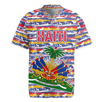 Haiti Christmas Rugby Jersey with Blue Red Yellow Xmas Santa Sleigh and Coat of Arms - Wonder Print Shop