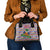 Haiti Christmas Shoulder Handbag with Blue Red Yellow Xmas Santa Sleigh and Coat of Arms - Wonder Print Shop