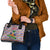 Haiti Christmas Shoulder Handbag with Blue Red Yellow Xmas Santa Sleigh and Coat of Arms - Wonder Print Shop