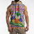 Haiti Christmas Sleeveless Hoodie with Blue Red Yellow Xmas Santa Sleigh and Coat of Arms - Wonder Print Shop