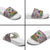 Haiti Christmas Slide Sandals with Blue Red Yellow Xmas Santa Sleigh and Coat of Arms - Wonder Print Shop