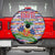 Haiti Christmas Spare Tire Cover with Blue Red Yellow Xmas Santa Sleigh and Coat of Arms - Wonder Print Shop