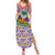 Haiti Christmas Summer Maxi Dress with Blue Red Yellow Xmas Santa Sleigh and Coat of Arms - Wonder Print Shop