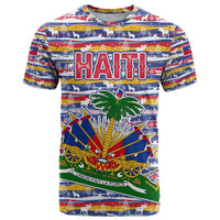 Haiti Christmas T Shirt with Blue Red Yellow Xmas Santa Sleigh and Coat of Arms - Wonder Print Shop