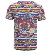 Haiti Christmas T Shirt with Blue Red Yellow Xmas Santa Sleigh and Coat of Arms - Wonder Print Shop