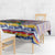 Haiti Christmas Tablecloth with Blue Red Yellow Xmas Santa Sleigh and Coat of Arms - Wonder Print Shop