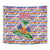 Haiti Christmas Tapestry with Blue Red Yellow Xmas Santa Sleigh and Coat of Arms - Wonder Print Shop