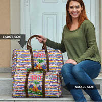 Haiti Christmas Travel Bag with Blue Red Yellow Xmas Santa Sleigh and Coat of Arms - Wonder Print Shop