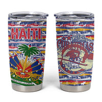Haiti Christmas Tumbler Cup with Blue Red Yellow Xmas Santa Sleigh and Coat of Arms - Wonder Print Shop