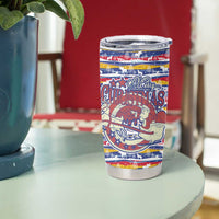 Haiti Christmas Tumbler Cup with Blue Red Yellow Xmas Santa Sleigh and Coat of Arms - Wonder Print Shop