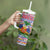 Haiti Christmas Tumbler With Handle with Blue Red Yellow Xmas Santa Sleigh and Coat of Arms - Wonder Print Shop