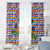 Haiti Christmas Window Curtain with Blue Red Yellow Xmas Santa Sleigh and Coat of Arms - Wonder Print Shop