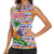 Haiti Christmas Women Sleeveless Polo Shirt with Blue Red Yellow Xmas Santa Sleigh and Coat of Arms - Wonder Print Shop