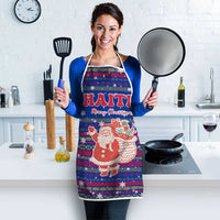 Haiti Christmas Apron with Blue Red Xmas Santa Snowflake and Map - Wonder Print Shop