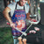 Haiti Christmas Apron with Blue Red Xmas Santa Snowflake and Map - Wonder Print Shop