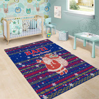 Haiti Christmas Area Rug with Blue Red Xmas Santa Snowflake and Map - Wonder Print Shop