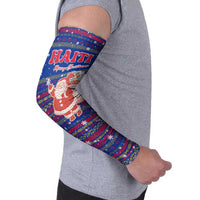 Haiti Christmas Arm Sleeves with Blue Red Xmas Santa Snowflake and Map - Wonder Print Shop