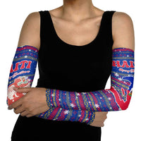Haiti Christmas Arm Sleeves with Blue Red Xmas Santa Snowflake and Map - Wonder Print Shop