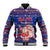 Haiti Christmas Baseball Jacket with Blue Red Xmas Santa Snowflake and Map - Wonder Print Shop