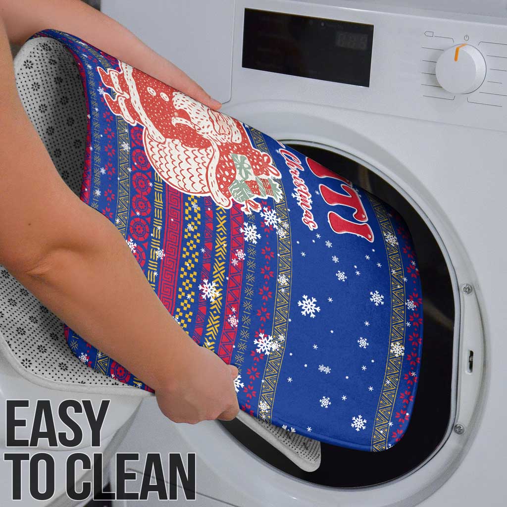 Haiti Christmas Bathroom Set with Blue Red Xmas Santa Snowflake and Map - Wonder Print Shop