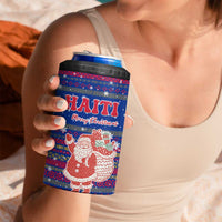 Haiti Christmas 4 in 1 Can Cooler Tumbler with Blue Red Xmas Santa Snowflake and Map - Wonder Print Shop