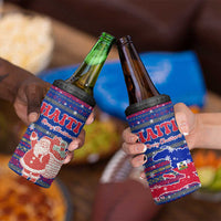 Haiti Christmas 4 in 1 Can Cooler Tumbler with Blue Red Xmas Santa Snowflake and Map - Wonder Print Shop