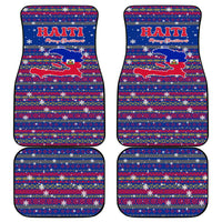 Haiti Christmas Car Mats with Blue Red Xmas Santa Snowflake and Map - Wonder Print Shop