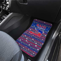 Haiti Christmas Car Mats with Blue Red Xmas Santa Snowflake and Map - Wonder Print Shop