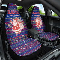 Haiti Christmas Car Seat Cover with Blue Red Xmas Santa Snowflake and Map - Wonder Print Shop
