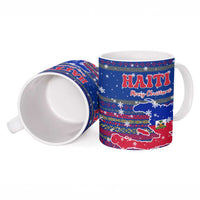Haiti Christmas Ceramic Mug with Blue Red Xmas Santa Snowflake and Map - Wonder Print Shop