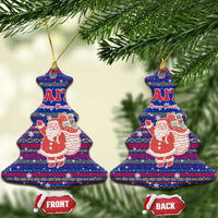 Haiti Christmas Ceramic Ornament with Blue Red Xmas Santa Snowflake and Map - Wonder Print Shop