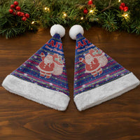 Haiti Christmas Santa Hat with Blue Red Xmas Santa Snowflake and Map - Wonder Print Shop