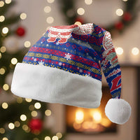 Haiti Christmas Santa Hat with Blue Red Xmas Santa Snowflake and Map - Wonder Print Shop