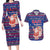 Haiti Christmas Couples Matching Long Sleeve Bodycon Dress and Hawaiian Shirt with Blue Red Xmas Santa Snowflake and Map - Wonder Print Shop
