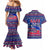 Haiti Christmas Couples Matching Mermaid Dress and Hawaiian Shirt with Blue Red Xmas Santa Snowflake and Map - Wonder Print Shop