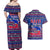 Haiti Christmas Couples Matching Off Shoulder Maxi Dress and Hawaiian Shirt with Blue Red Xmas Santa Snowflake and Map - Wonder Print Shop