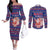 Haiti Christmas Couples Matching Off The Shoulder Long Sleeve Dress and Long Sleeve Button Shirt with Blue Red Xmas Santa Snowflake and Map - Wonder Print Shop