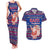 Haiti Christmas Couples Matching Tank Maxi Dress and Hawaiian Shirt with Blue Red Xmas Santa Snowflake and Map - Wonder Print Shop