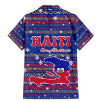 Haiti Christmas Family Matching Mermaid Dress and Hawaiian Shirt with Blue Red Xmas Santa Snowflake and Map - Wonder Print Shop