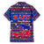 Haiti Christmas Family Matching Off The Shoulder Long Sleeve Dress and Hawaiian Shirt with Blue Red Xmas Santa Snowflake and Map - Wonder Print Shop